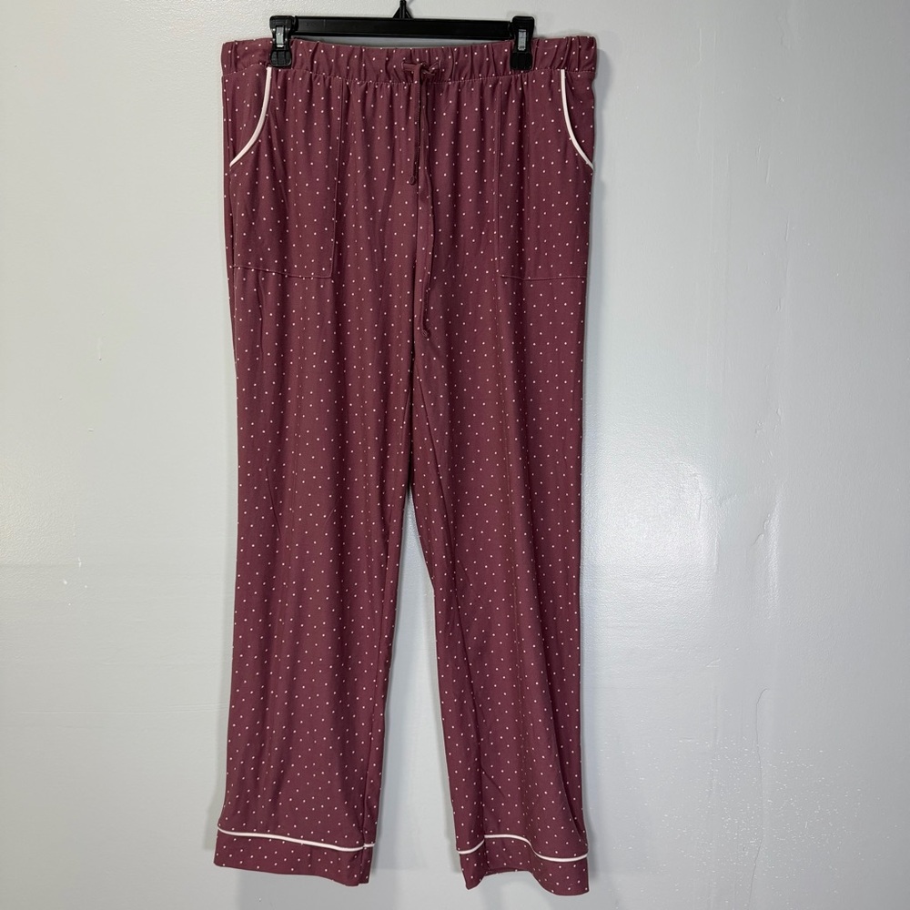 Lucky Brand Mauve Polka Dot Lounge‎ Pajama Pants Size Large